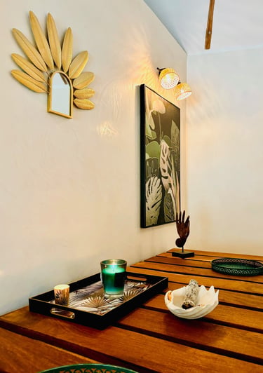 Décoration du spa du boutique hôtel Maison Fimela situé au coeur du Sine Saloum
