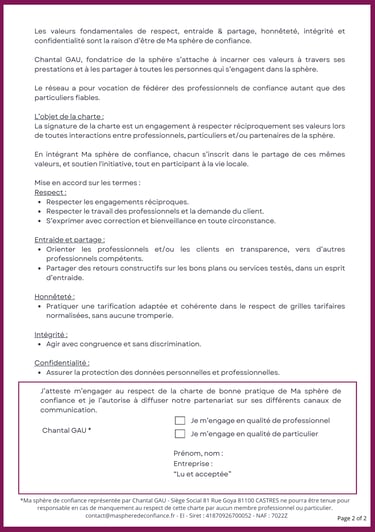 valeurs de ma sphère de confiance