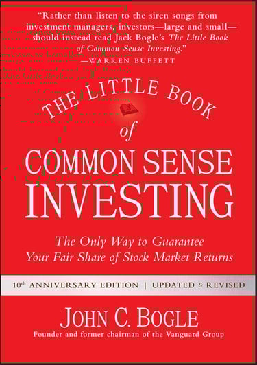 The Little Book of Common Sense Investing cover, a guide to low-cost index fund investing.