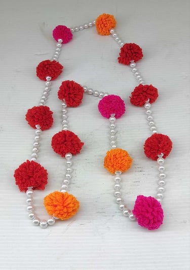 "Vibrant artificial tribal necklace with colorful floral design–handmade jewelry-for international trade"