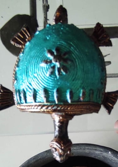 "Handcrafted colorful brass turtle for home decor–Meant for export"