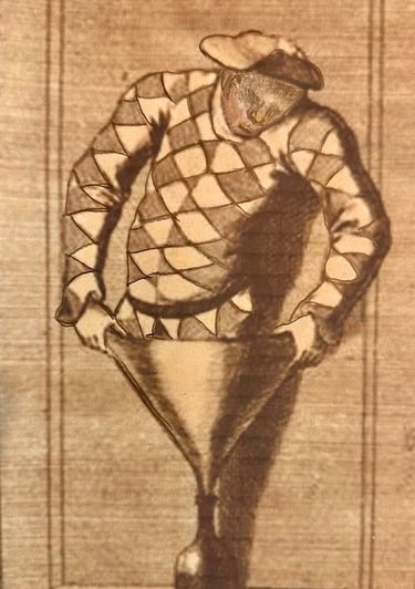 18th-century poster The bottle Conjuror entering into a wine bottle