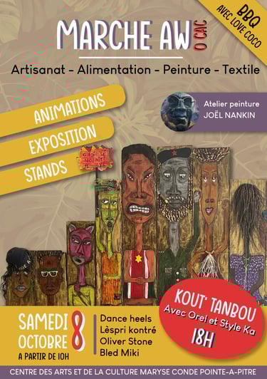 Affiche promotion culturelle "Marche aw" réalisée sur Photoshop, visuel: oeuvre de Patricia Lollia
