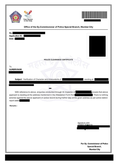Police Clearance Certificate
