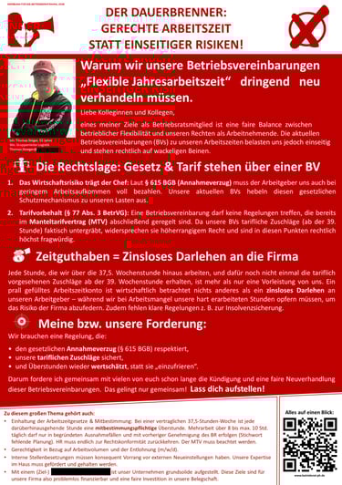 Es ist der vierte Flyer von Thomas Stöger zu sehen. Darauf wirbt er für die Betriebsratswahlen 2026