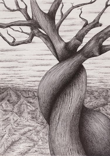 dessin arbre encre noire