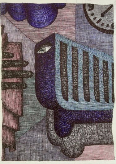 dessin abstrait bic 4 couleurs
