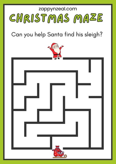 Christmas Maze solving activity zappynzeal.com
