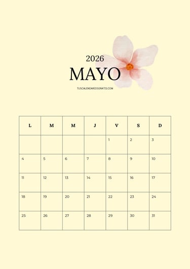 Calendario mes de mayo portada