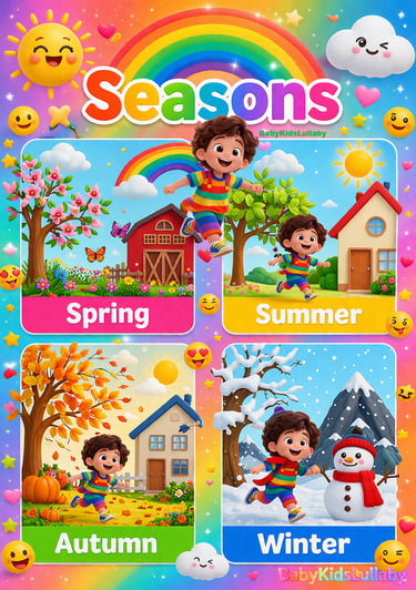 babykidslullaby learn with us the 4 seasons printable resource poster
