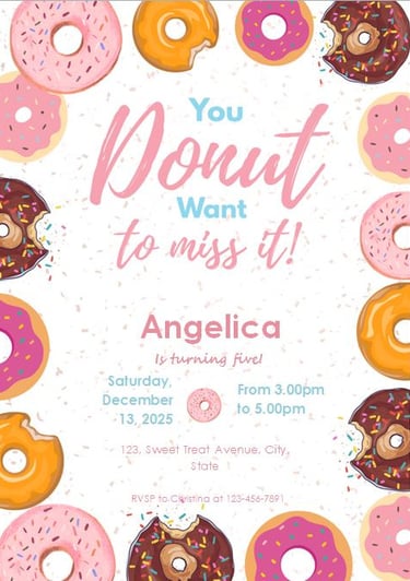 Donuts Birthday Party Invitation Template