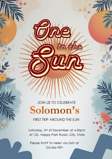 Retro Sun Birthday Party Invitation Template