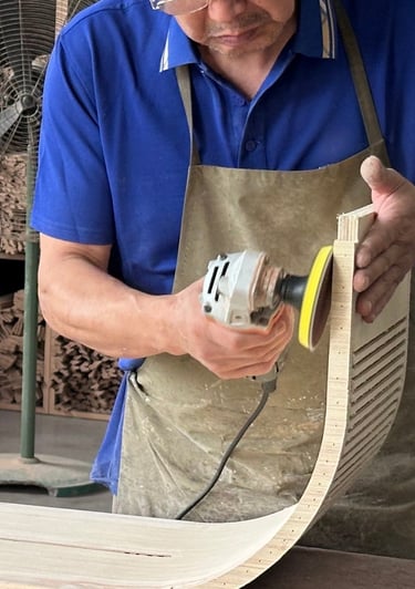 woodworking master making cabinets