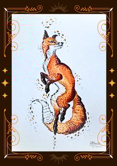 digital illustration with a orange fox 