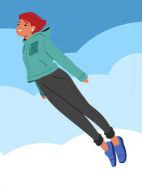 a cartoon person flying