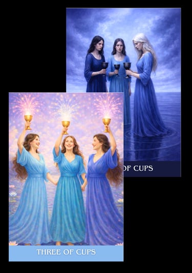 the three of cups tarot card subconscious tarot light and shadow deck
