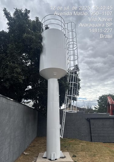 "Reservatório metálico elevado tipo taça para abastecimento de água"