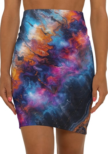 colorful cosmic pencil skirt
