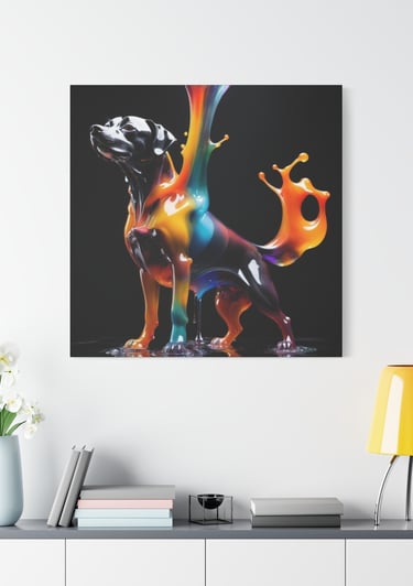 artwork of a dog on the wall