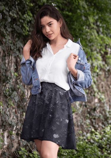 woman in shirt and skirt