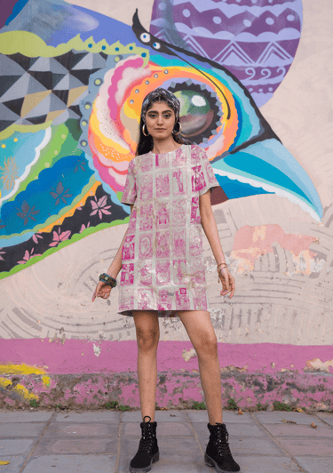 woman in a pink tarot dress