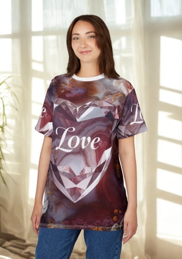 woman wearing love shirt