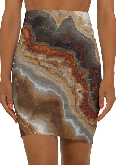 brown marble pencil skirt