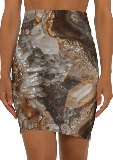 brown crystal agate pencil skirt