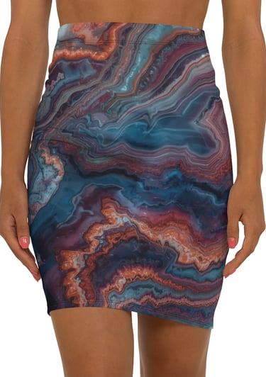 colorful marble pencil skirt