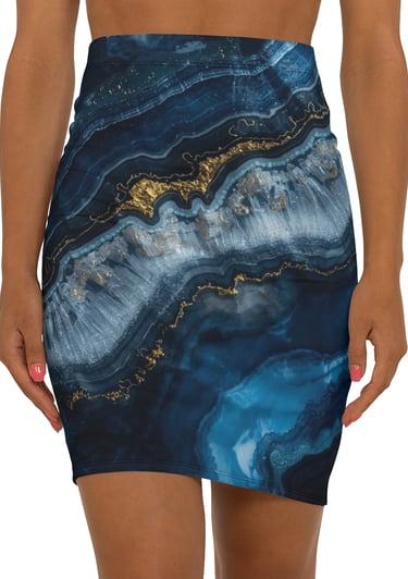 blue marble crystal pencil skirt