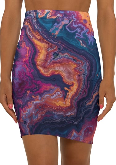 colorful marble pencil skirt