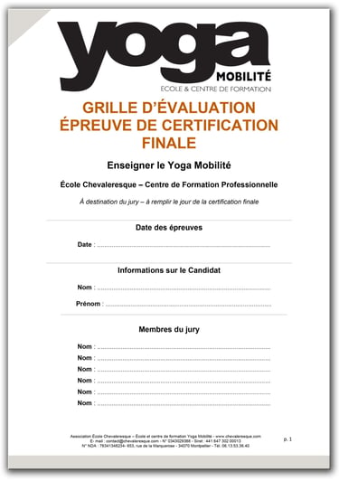 Grille d'évaluation finale certification finale yoga mobilité
