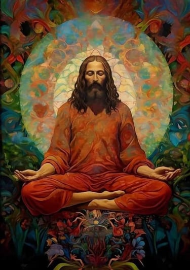 a man sitting in a lotus position with his eyes closed