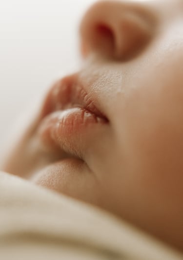 close up of newborn lips in studio, Adelaide Hills