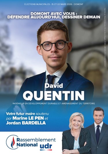 Affiche officielle de David Quentin, candidat à la mairie de Domont pour les municipales 2026