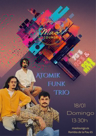 Poster evento en Mao Loune con AtomikFunkTrio