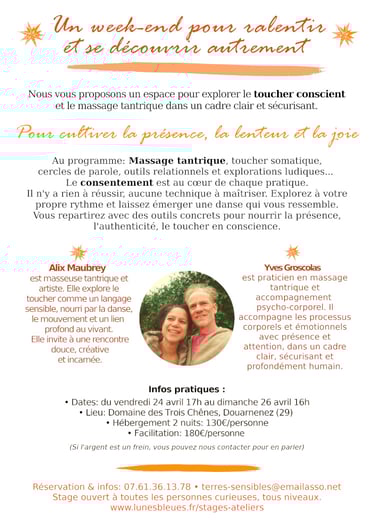 flyer stage Éveil du lien verso