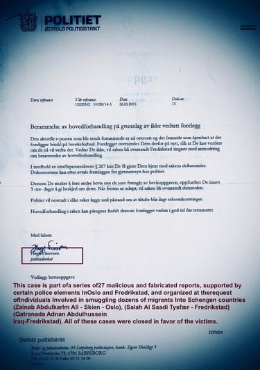 Hege Finsveen, Fredrikstad Politi, Salah al Saadi, Zainab Abdulkarim,Irak,Oslo,Falsk kunstutstilling,Oslo politi