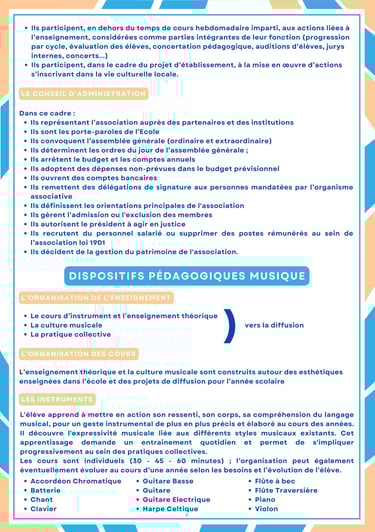 Dispositifs pédagogiques musicaux et parcours d’apprentissage proposés à Caudan