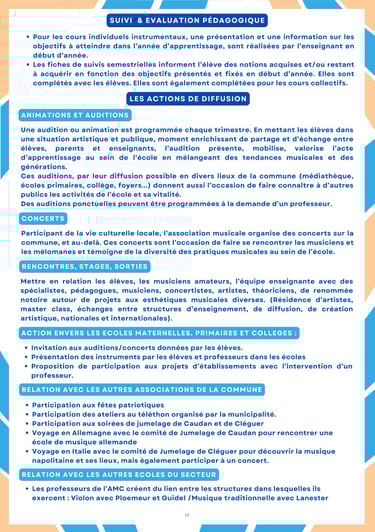 Actions de diffusion culturelle : concerts, auditions et événements musicaux