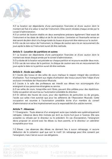 Informations sur le fonctionnement et l’organisation des activités de l’AMC à Caudan