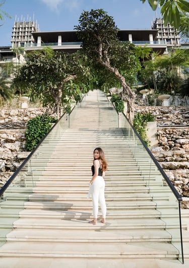 walking on stairs at apurva kempinski bali nusa dua