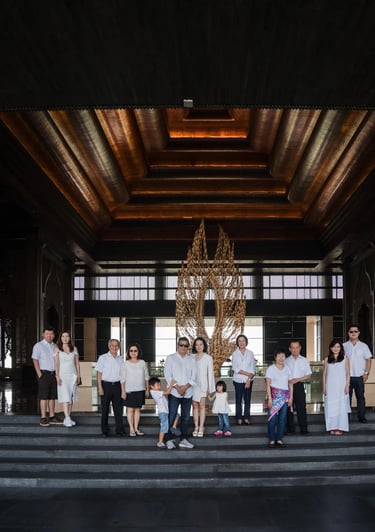 Multi-generation family portrait inside The Grand Lobby at The Apurva Kempinski Bali, Nusa Dua