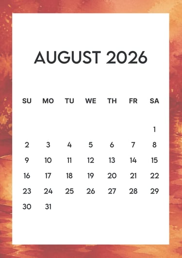 August 2026 ghost month border free calendar A4 JPG