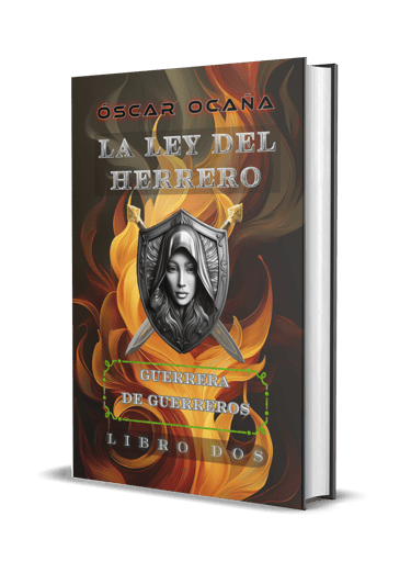 Portada 3D del libro de Fantasía y Ciencia Ficción "La Ley del Herrero - Guerrera de Guerreros" de Óscar Ocaña Parrón