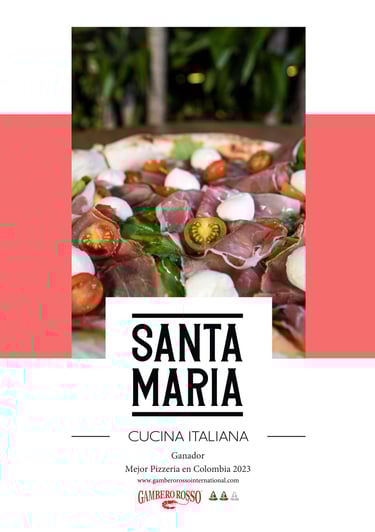 Portada menú descargable restaurante italiano Santa María Chapinero, Bogotá