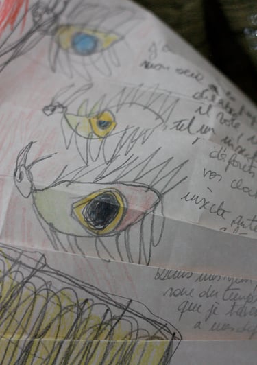 karine-nguyen-van-tham-le feu de l'enfant, dessin médiumnique, rite de mutation des os