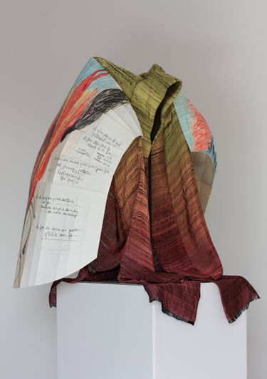 karine-nguyen-van-tham-le feu de l'enfant, tissage, teintures végétales et dessin médiumnique 