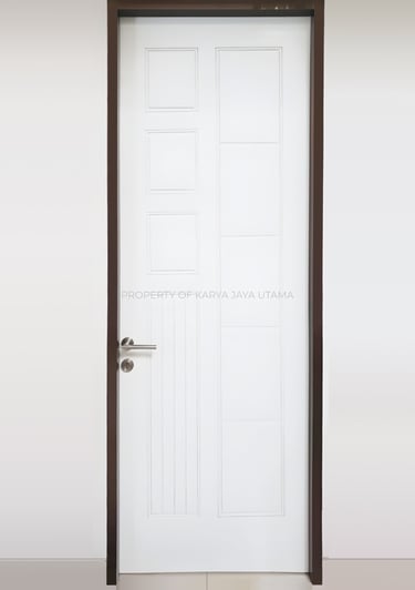 Pintu Solid Wood Panel finishing Duco White Doff 