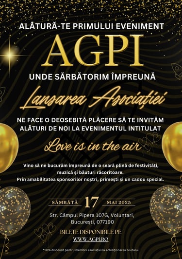 a poster for a party with balloons and balloons